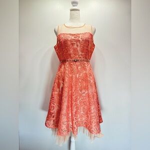 Melon Lace Party Dress Sleeveless Illusion Neckline w Rhinestones Ryu: Fairy M